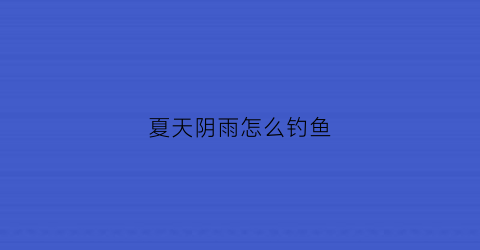 夏天阴雨怎么钓鱼(夏天阴雨怎么钓鱼呢)