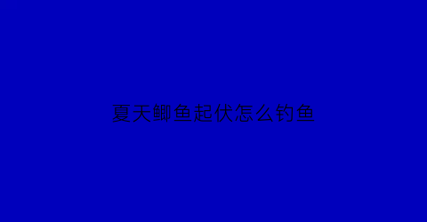 夏天鲫鱼起伏怎么钓鱼(夏天鲫鱼钓法)