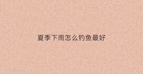 夏季下雨怎么钓鱼最好(夏天下雨钓什么鱼好钓)