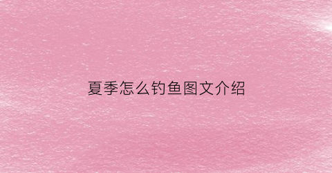 夏季怎么钓鱼图文介绍