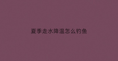 夏季走水降温怎么钓鱼(夏天走水怎么钓鱼)