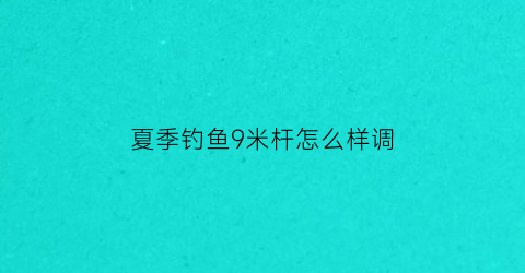 夏季钓鱼9米杆怎么样调(9米长杆钓鱼)