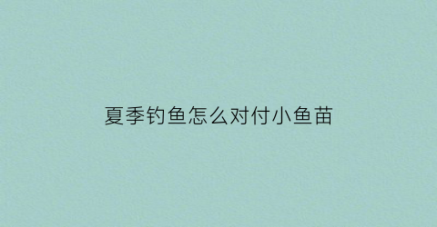 夏季钓鱼怎么对付小鱼苗(夏天钓鱼怎么避开小鱼闹窝)