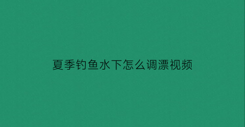 “夏季钓鱼水下怎么调漂视频(钓水底鱼怎么调漂)