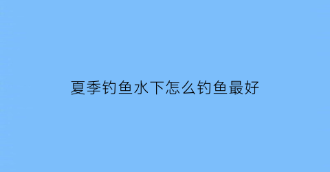 夏季钓鱼水下怎么钓鱼最好(夏季钓鱼水下怎么钓鱼最好视频)