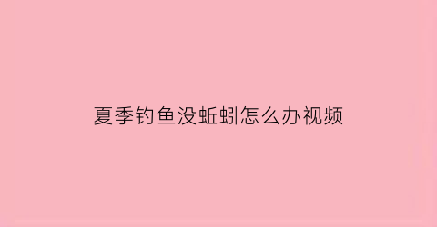 夏季钓鱼没蚯蚓怎么办视频(饵料没有蚯蚓好用)