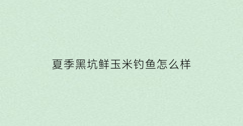 夏季黑坑鲜玉米钓鱼怎么样(嫩玉米钓黑坑)