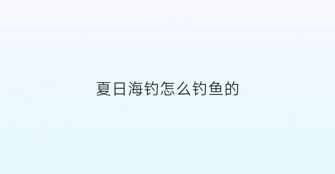 夏日海钓怎么钓鱼的(夏日海钓怎么钓鱼的视频)