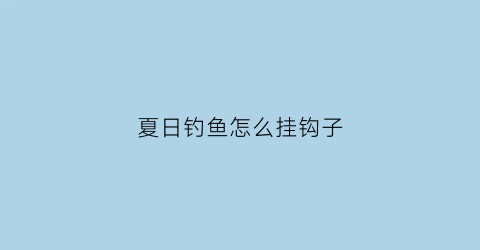 夏日钓鱼怎么挂钩子(夏日钓鱼怎么挂钩子最好)