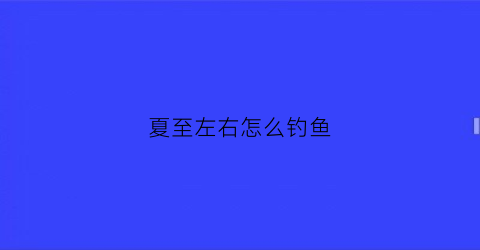 夏至左右怎么钓鱼(夏至前后钓鱼的技法)