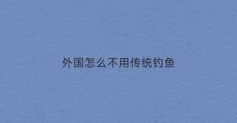 外国怎么不用传统钓鱼