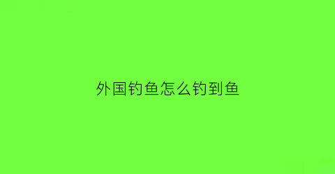外国钓鱼怎么钓到鱼(外国钓大鱼)
