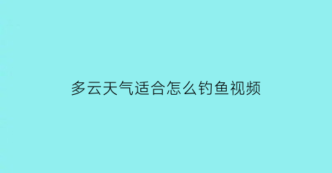 多云天气适合怎么钓鱼视频