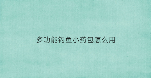 多功能钓鱼小药包怎么用(钓鱼小药怎么使用视频)