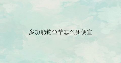 “多功能钓鱼竿怎么买便宜(多功能钓鱼架杆图片)