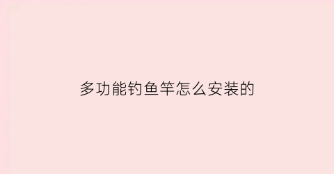 多功能钓鱼竿怎么安装的(多功能钓鱼架杆图片)