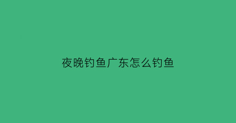 夜晚钓鱼广东怎么钓鱼(广东夜钓用什么饵料)