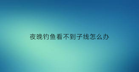 夜晚钓鱼看不到子线怎么办(夜间钓鱼看不到鱼漂怎么办)