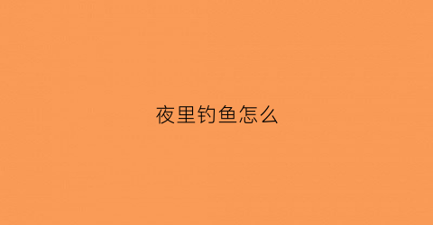 夜里钓鱼怎么(夜里钓鱼怎么样)