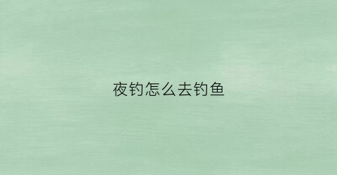 夜钓怎么去钓鱼(夜钓的技巧钓鱼教你如何夜钓)