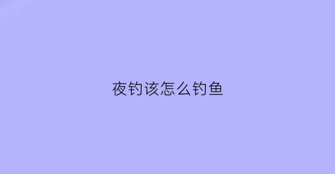 夜钓该怎么钓鱼(夜钓适合怎么钓)