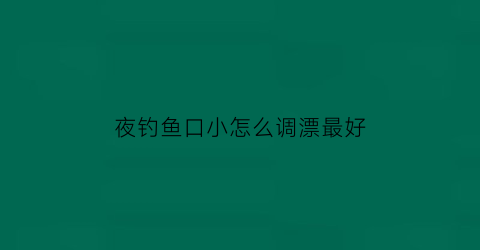 夜钓鱼口小怎么调漂最好(夜钓口太轻怎么办)