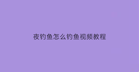 夜钓鱼怎么钓鱼视频教程(钓鱼夜钓怎么钓鱼)