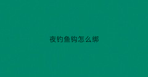 夜钓鱼钩怎么绑(夜钓钩怎么做)