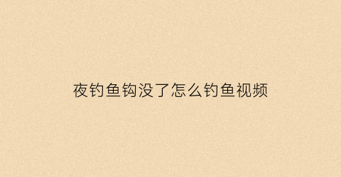 夜钓鱼钩没了怎么钓鱼视频(夜钓鱼没口怎么办)