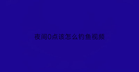 “夜间0点该怎么钓鱼视频(夜间钓鱼怎么钓)