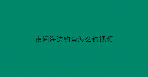 “夜间海边钓鱼怎么钓视频(夜间海边钓鱼怎么钓视频教学)