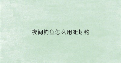 夜间钓鱼怎么用蚯蚓钓(夜间钓鱼怎么用蚯蚓钓)