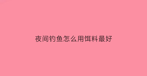 夜间钓鱼怎么用饵料最好