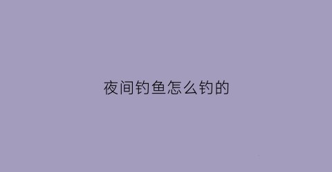 夜间钓鱼怎么钓的(夜间钓鱼的技巧)