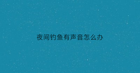 “夜间钓鱼有声音怎么办(夜间钓鱼对身体有害吗)