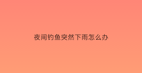 夜间钓鱼突然下雨怎么办