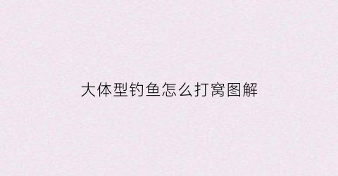 大体型钓鱼怎么打窝图解(钓大体型鱼怎么调漂)