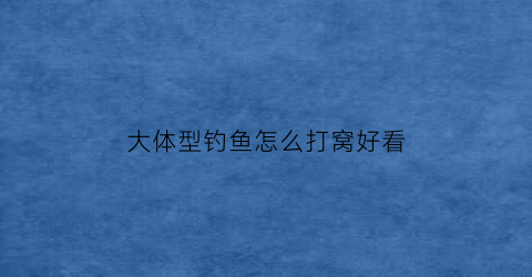 “大体型钓鱼怎么打窝好看(钓大鱼怎么打窝打多少)