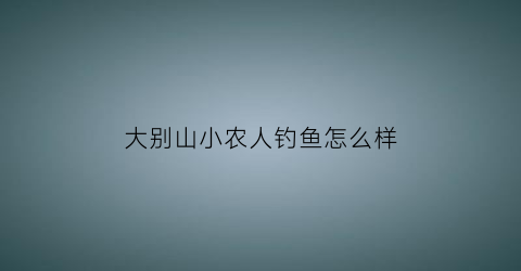 大别山小农人钓鱼怎么样(大别山农家乐包吃住联系方式)