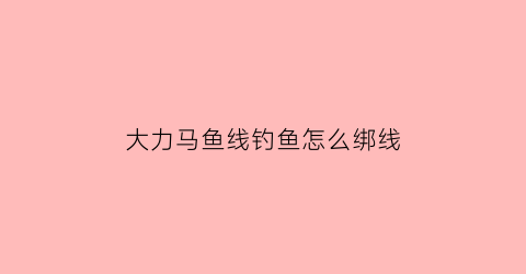 大力马鱼线钓鱼怎么绑线(大力马线绑鱼钩图解)