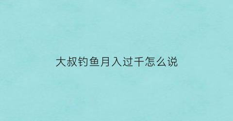 大叔钓鱼月入过千怎么说(钓鱼小伙)