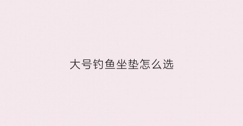 大号钓鱼坐垫怎么选(钓鱼座椅什么牌子好)