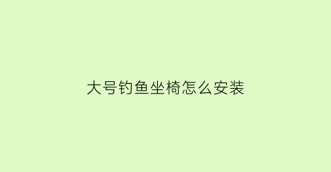 大号钓鱼坐椅怎么安装(钓鱼专用座椅价格是多少)
