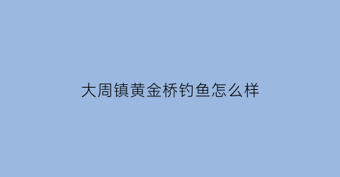 “大周镇黄金桥钓鱼怎么样(大周镇金汇桥)