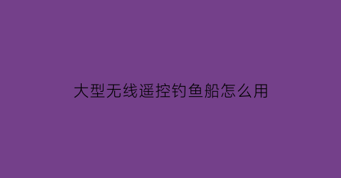 大型无线遥控钓鱼船怎么用(用遥控船钓鱼违法吗)
