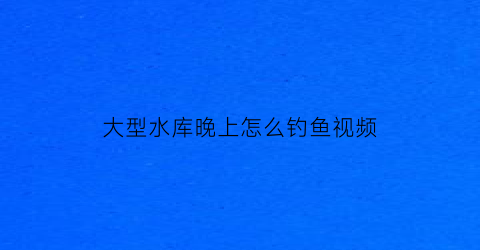大型水库晚上怎么钓鱼视频(水库晚上钓鱼钓底还是钓浮)