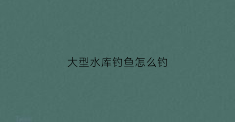 大型水库钓鱼怎么钓(大型水库钓鱼怎么钓视频)