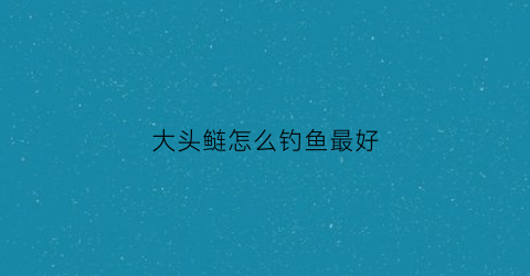 大头鲢怎么钓鱼最好(大头鲢怎么钓鱼最好钓)