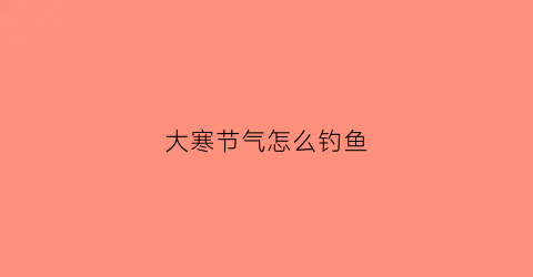 大寒节气怎么钓鱼(小寒大寒怎样钓鱼)