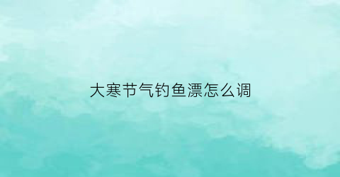 大寒节气钓鱼漂怎么调(大寒怎样钓鲫鱼)